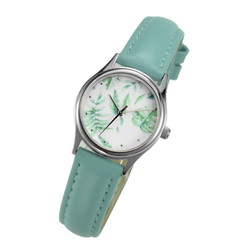 女性の緑の葉の時計ニュートラルデザイングローバル送料無料 4枚目の画像