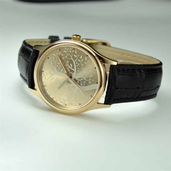 生命樹手錶 (太陽紋) 玫瑰金 - 男女兼用 - 全球免運 第3張的照片