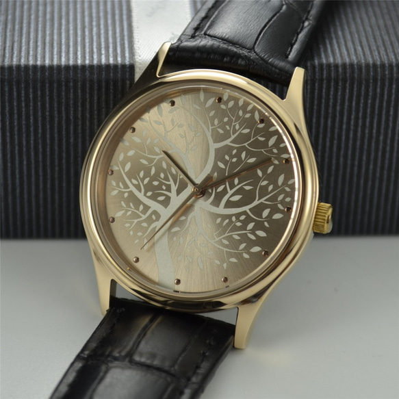 生命樹手錶 (太陽紋) 玫瑰金 - 男女兼用 - 全球免運 第4張的照片