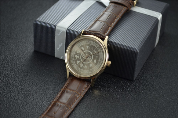 12星座盤手錶  (太陽紋) 玫瑰金 - 中性 - 全球免運費 第5張的照片