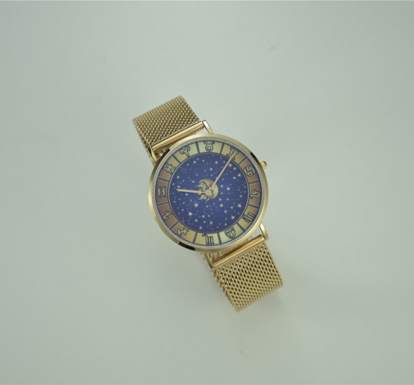 クラシックミニマリスト12コンステレーションの腕時計（太陽のパターン）は、メッシュベルトを織ったローズゴールド - 送料無料で世 3枚目の画像