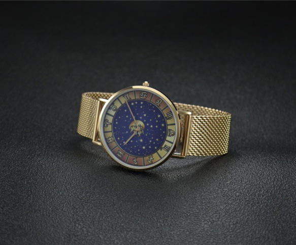 クラシックミニマリスト12コンステレーションの腕時計（太陽のパターン）は、メッシュベルトを織ったローズゴールド - 送料無料で世 4枚目の画像