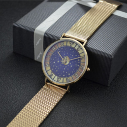 クラシックミニマリスト12コンステレーションの腕時計（太陽のパターン）は、メッシュベルトを織ったローズゴールド - 送料無料で世 6枚目の画像