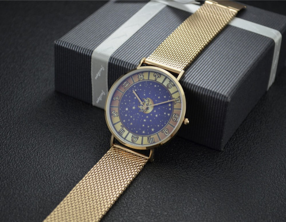 クラシックミニマリスト12コンステレーションの腕時計（太陽のパターン）は、メッシュベルトを織ったローズゴールド - 送料無料で世 6枚目の画像