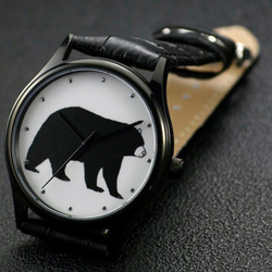 動物 (黑熊) 插畫手錶 黑色 中性設計 全球免運 第3張的照片