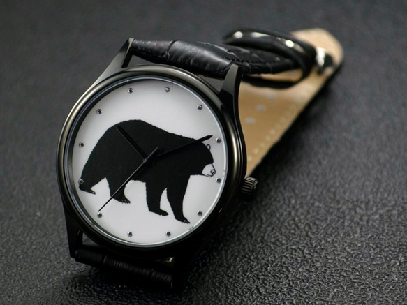 動物 (黑熊) 插畫手錶 黑色 中性設計 全球免運 第3張的照片