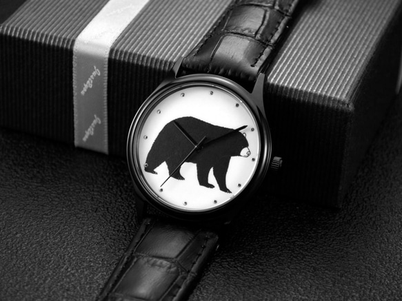 動物 (黑熊) 插畫手錶 黑色 中性設計 全球免運 第5張的照片