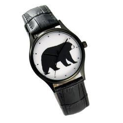 動物 (黑熊) 插畫手錶 黑色 中性設計 全球免運 第6張的照片
