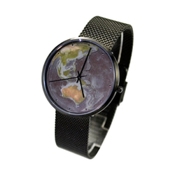 藍地球手錶 配米蘭帶 黑色 全球免運 第2張的照片