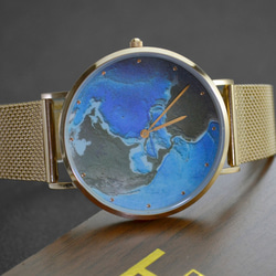 nameless 典雅款 藍地球手錶 配米蘭帶 玫瑰金 全球免運 第3張的照片