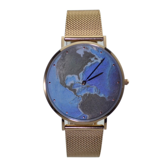 nameless 典雅款 藍地球手錶 配米蘭帶 玫瑰金 全球免運 第6張的照片