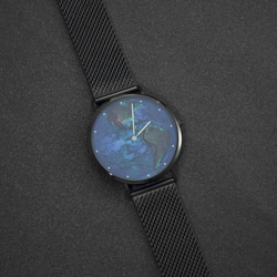 nameless 典雅款 藍地球手錶 配米蘭帶 黑色 全球免運 第4張的照片