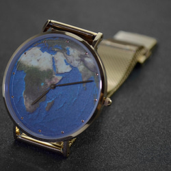 nameless 典雅款 藍地球手錶 (中東及非洲) 配米蘭帶 玫瑰金 免運 第5張的照片