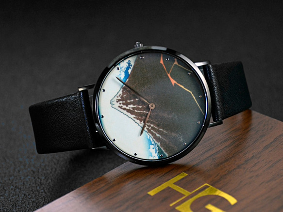 名前のない浮世絵時計（山下ホワイトレイン）薄型デザイングローバル送料無料 3枚目の画像