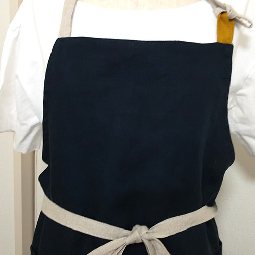 リネンのシンプルエプロン 紐配色 ☆プレゼントに！☆男女兼用