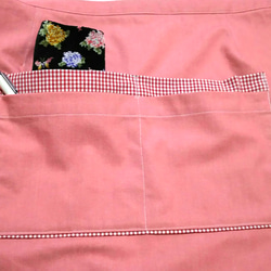 デニムのカフェエプロン
ギンガムチェックのwポケット付き 3枚目の画像