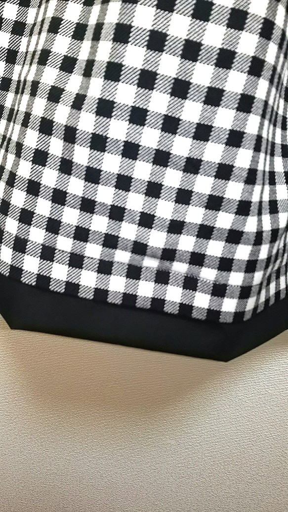 再販ギンガムチェックのギャザースカート  裾黒地ブロード切り替え 2枚目の画像