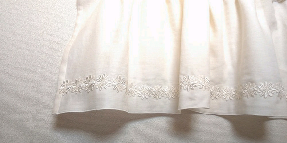 再販Wガーゼのカフェカーテン 裾モチーフレース付き 2枚目の画像