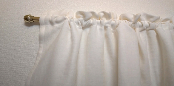 再販Wガーゼのカフェカーテン 裾モチーフレース付き 3枚目の画像