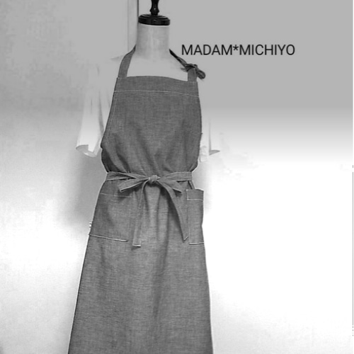 Mサイズ セール くすみミント 茶道お稽古用エプロン 普段使い