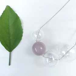 簡約空氣感 粉色系 玻璃珠X樹脂項鏈 (銀) 第1張的照片