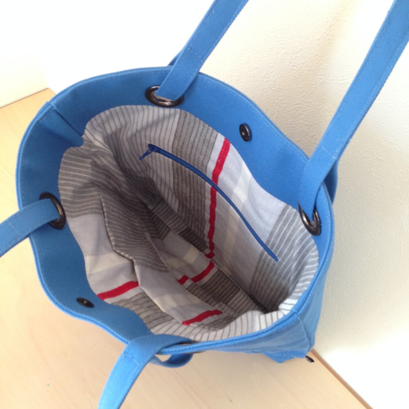 スモッキングトート０３・ブルー＊受注制作 3枚目の画像