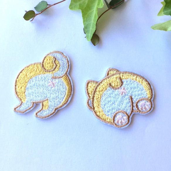 【送料84円／２枚set】柴犬　コーギー　の　お尻　ワッペン　アップリケ（アイロンワッペン　刺繍） 4枚目の画像