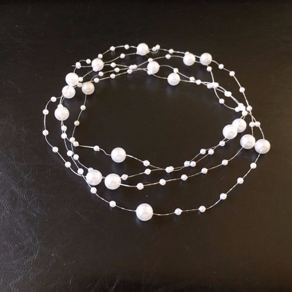 【２本セット】ビーズガーランド　パールガーランド　ホワイト（パール風約3mm＋8mm）　追加購入割引 2枚目の画像