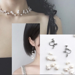 【２本セット】ビーズガーランド　パールガーランド　ホワイト（パール風約3mm＋8mm）　追加購入割引 3枚目の画像