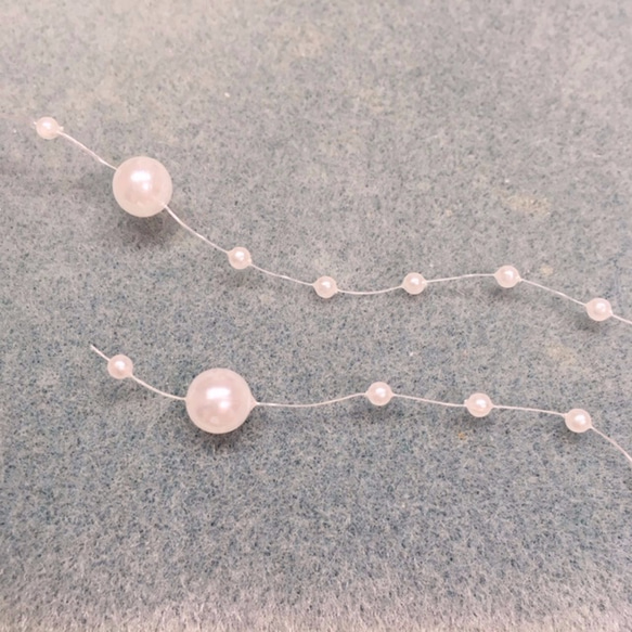 【２本セット】ビーズガーランド　パールガーランド　ホワイト（パール風約3mm＋8mm）　追加購入割引 4枚目の画像