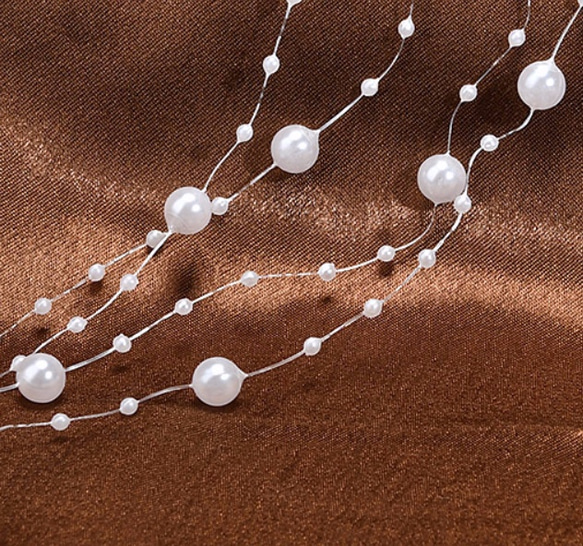 【２本セット】ビーズガーランド　パールガーランド　ホワイト（パール風約3mm＋8mm）　追加購入割引 7枚目の画像