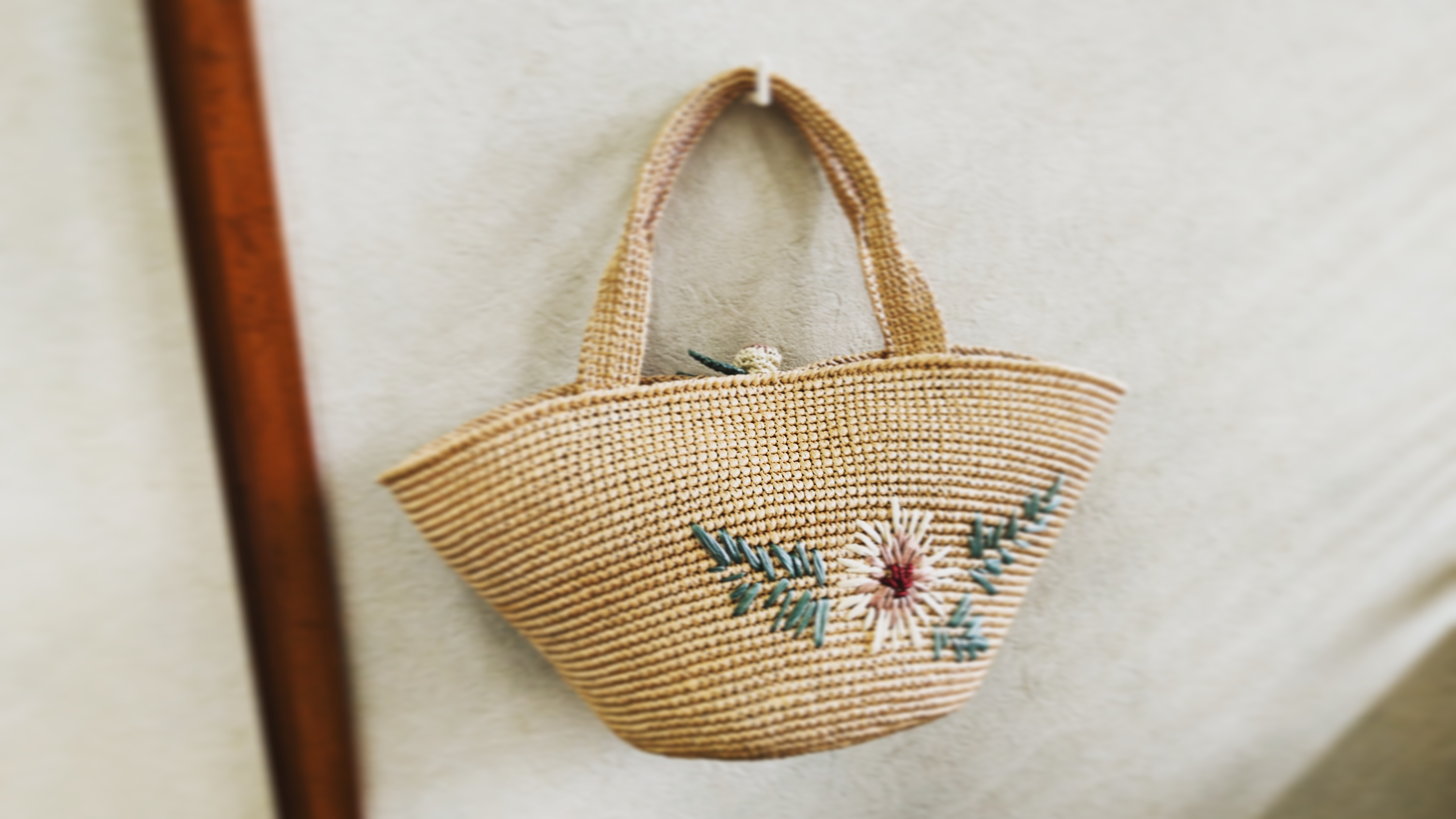 両面可愛い♥ お花の小さめマルシェバッグ