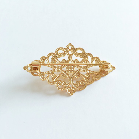 Diamond shape Gold color's Brooch with Oriental style 第2張的照片