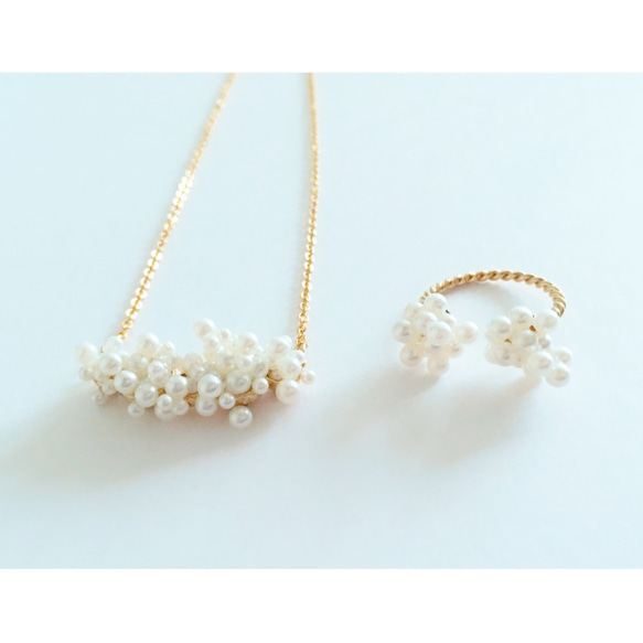 "Tsubu-tsubu" pearl beads and gold necklace 第6張的照片