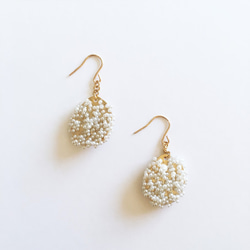 "Tsubu-tsubu" pearl beads Hook Earrings-B 第1張的照片