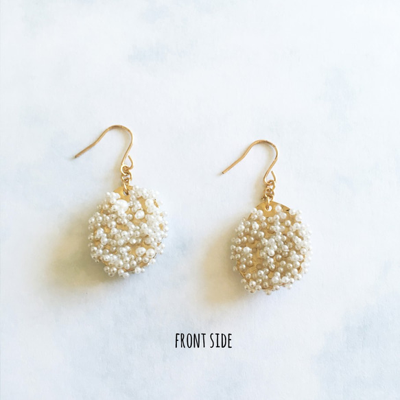 "Tsubu-tsubu" pearl beads Hook Earrings-B 第3張的照片