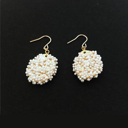 "Tsubu-tsubu" pearl beads Hook Earrings-B 第5張的照片