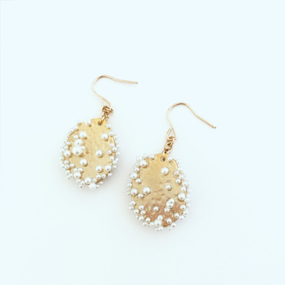 "Tsubu-tsubu" pearl beads Hook Earrings-B 第8張的照片