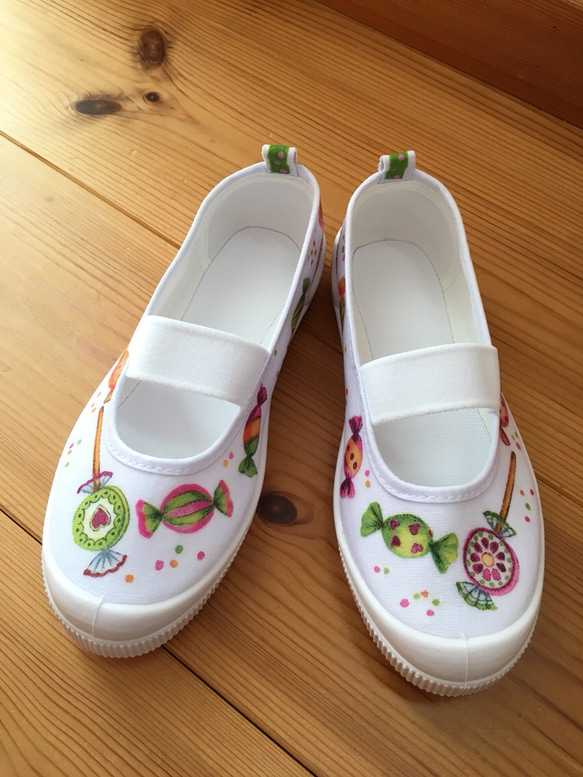 オーダー☆キャンディー柄デコパージュ上履き・上靴 靴 K＊Smama
