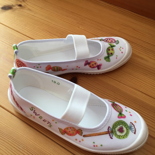 オーダー☆キャンディー柄デコパージュ上履き・上靴 靴 K＊Smama