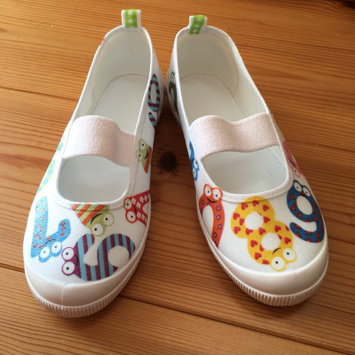 入園・入学 オーダー☆数字柄デコパージュ上履き・上靴 靴 K＊Smama  