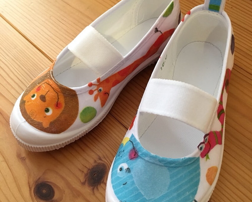 サイズ15センチから入園・入学 オーダー☆デコパージュ上履き 靴 K