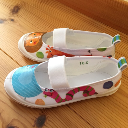 サイズ15センチから入園・入学 オーダー☆デコパージュ上履き 靴 K