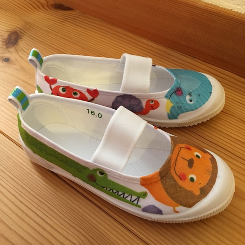 サイズ15センチから入園・入学 オーダー☆デコパージュ上履き 靴 K