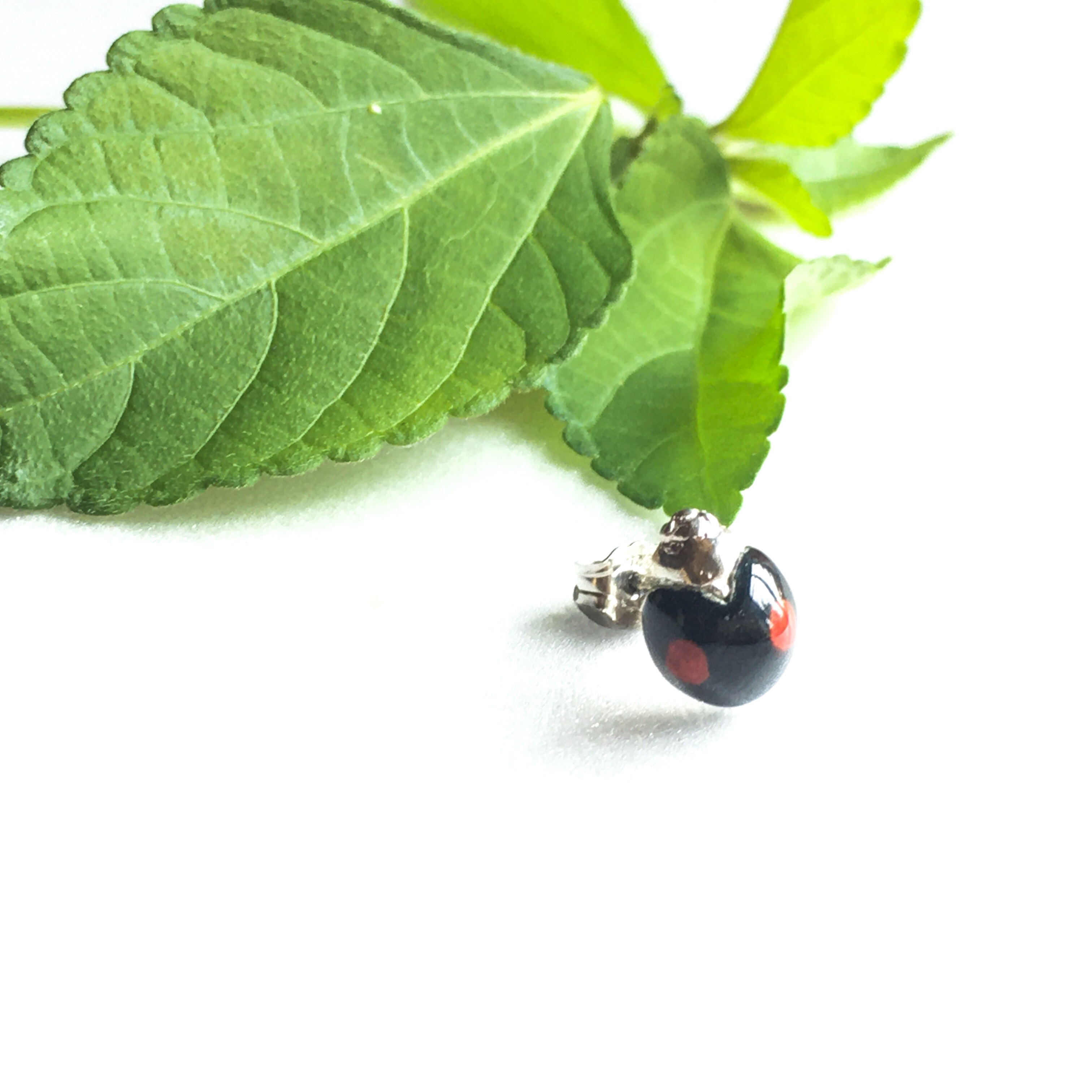 【銀七宝】ナミテントウムシのピアス(片耳)