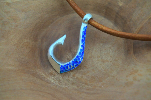 [銀色景泰藍]刻度鉤吊墜（藍色） 第1張的照片