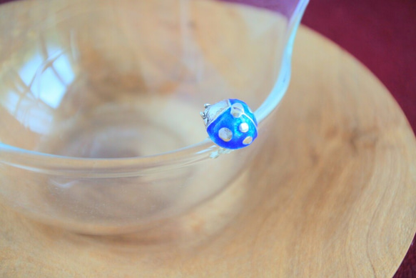 【銀色景泰藍】藍色七星天堂耳環（一對） 第2張的照片