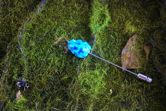 【銀景泰藍】藍蛙帽針（斑紋） 第2張的照片