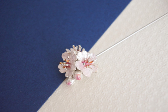 【銀七宝】桜のスカーフピン（クリアピンク） 2枚目の画像