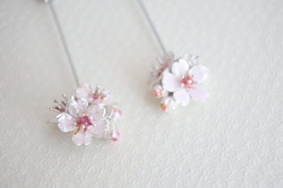 【銀七宝】桜のスカーフピン（クリアピンク） 4枚目の画像